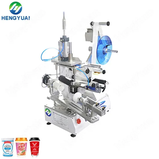 Semi-automatic Cone Cup Bottles Labeling Machine with 360 Degree Turnover Sticker Label Applicator