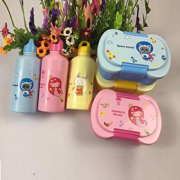 Wholesale Amazon Hot Sale Plastic Bento Box Set for Kids with Water Bottle
