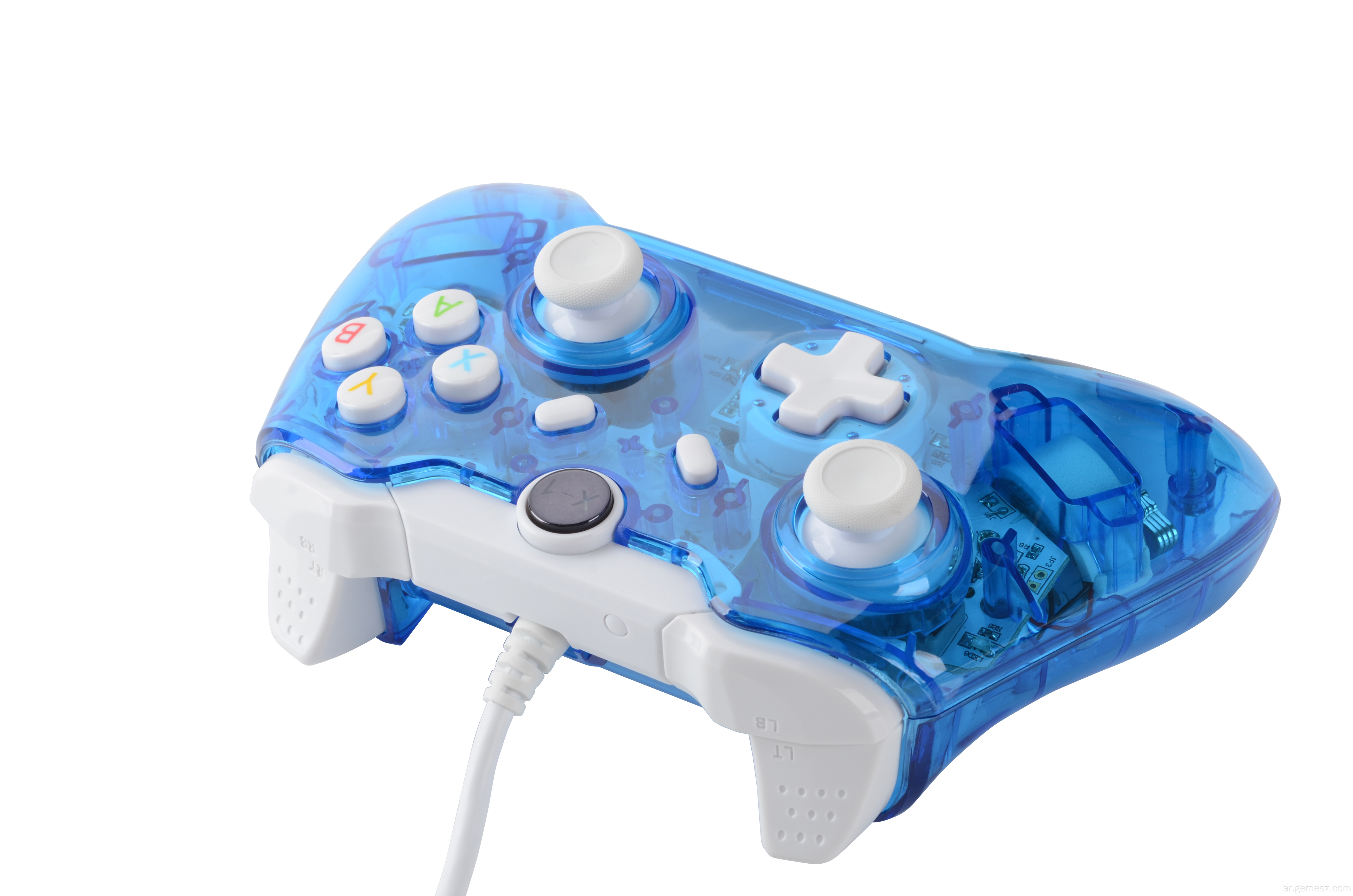 Transparent Blue Wired Game Joystick for Xbox one