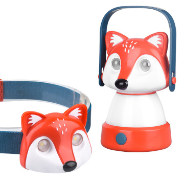 Goldmore4 Animal Fox Shape Rechargeable Headlamp with Type C Cable - Customizable Black and Red for Kids