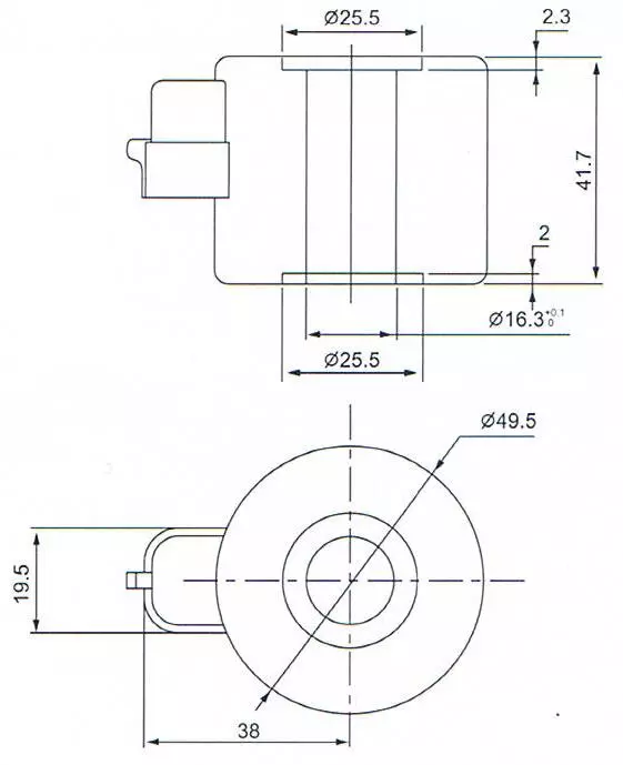 Dimension of BB16341710 Solenoid Coil: