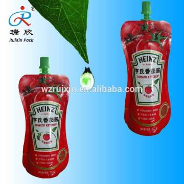 Cherry tomato sauce stand up packaging with spout for ketchup
