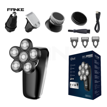 FK-8610 6D Floating Electric Shaver for Bald Men - 5 in 1 LED Display Waterproof Shaver