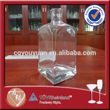 Clear Square Glass Bottle Cap For Whisky Bottles 750ML