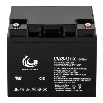 ปิดผนึกแบตเตอรี่ตะกั่วกรดสำหรับการสำรองข้อมูลฉุกเฉิน 12v45ah
