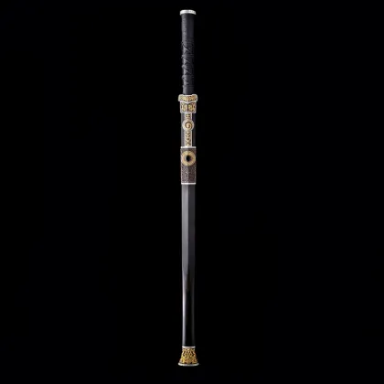 Creative Han Sword Brass Relief Gilded Gold Silver Inlaid Black Agate Steel Handmade Crafts