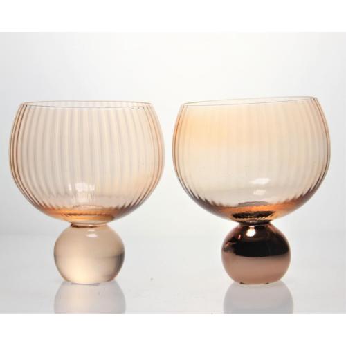 Ribbed Vintage Gin Glasses ribbed gin balloon glass wine glass set Factory