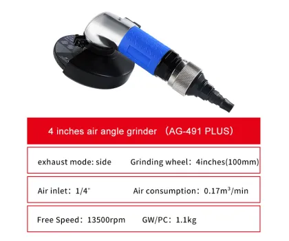 AG-491 Blue Pneumatic 4" 13,500 RPM Air Angle Grinder