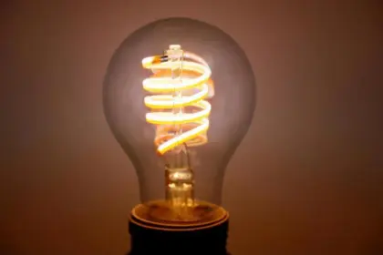 Warm yellow light filament bulb for basement