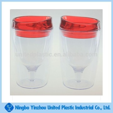 200 ml plastic Double Wall goblet cup with lid