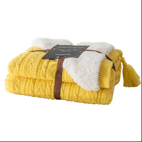 2020 new design 100% Polyester Blanket Flower Pattern Cable Knit Throw Double Layers Warm Blanket