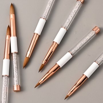 KEMEISI Premium Crystal Handle Beauty Kolinsky Sable Rose Gold Crimper Acrylic Brush #6