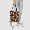 Orange Pumpkin White Ghost Canvas Tote Bag