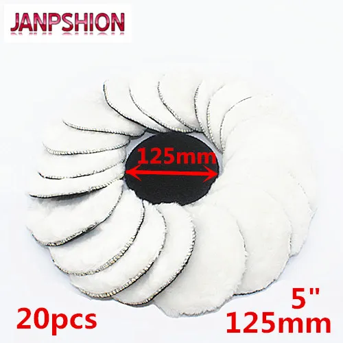 JANPSHION 20pc 125mm car polishing pad 5" inch polish waxing pads Wool Polisher Bonnet Car paint Care
