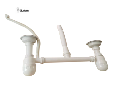White PP kitchen strainer with drain pipe double