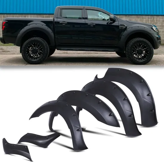 Smooth Black Fender Flare Kit for 2011-2014 Ranger T6 XL XLT PP Fender Flares Pocket Style