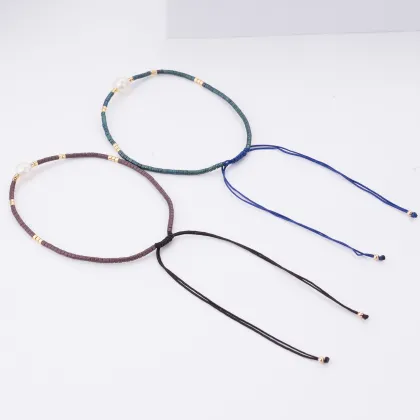 Handmade Adjustable Natural Fresh Water Pearl Seed Beads Miyuki Bracelet for Women