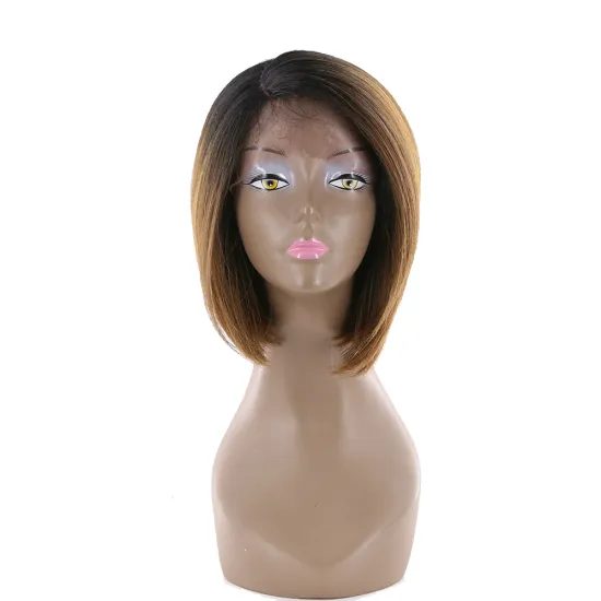 wholesale high quality short wig ombre color synthetic hair extension lace front wig for black women