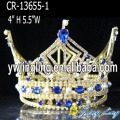 Gold Plated Sapphire Rhinestone Pear Full Round Crown