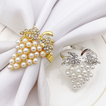 Western Restaurant Fruit Grape Napkin Rings - Wedding Pearl Napkin Holder for Bridal Shower Gifts