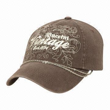 Baseball Cap with Metallic Silver Thread Embroidery in Front, Made of 100% Cotton Twill