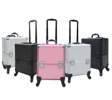 Black Silver Professional Makeup Trolley Vanity Case