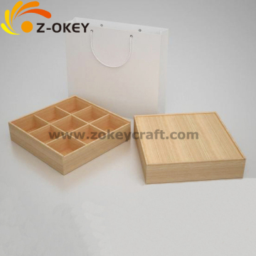 Practical High Quality Wood box for packing storing box natural box with nine grid