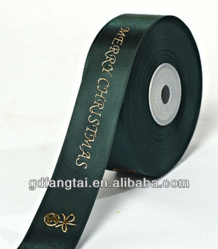 Green golden pattern printted polyester ribbon for packing and decoration