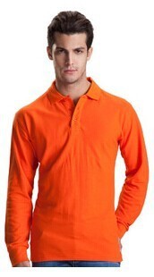 orange custom polo shirt , cotton polo shirt long sleeve men