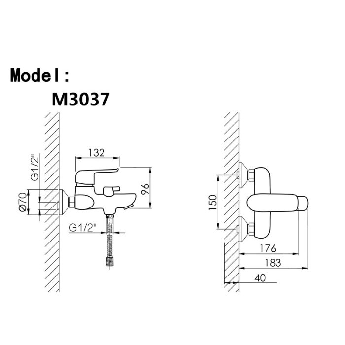 35mm Zinc Alloy Single Lever Shower Bath Mixer