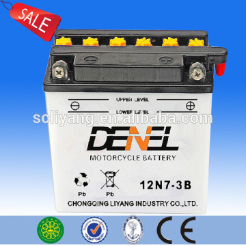 Dry-charged motorcycle battery 12N,7Ah chinese manufacture battery good price 12n7-3b