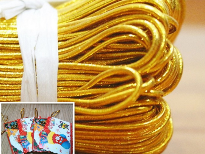 Gold Metallic Round Elastic Cord For Tag