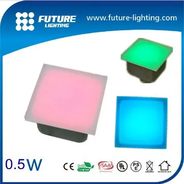 Shenzhen100x100mm 1.3W tempered glass full color led brick light