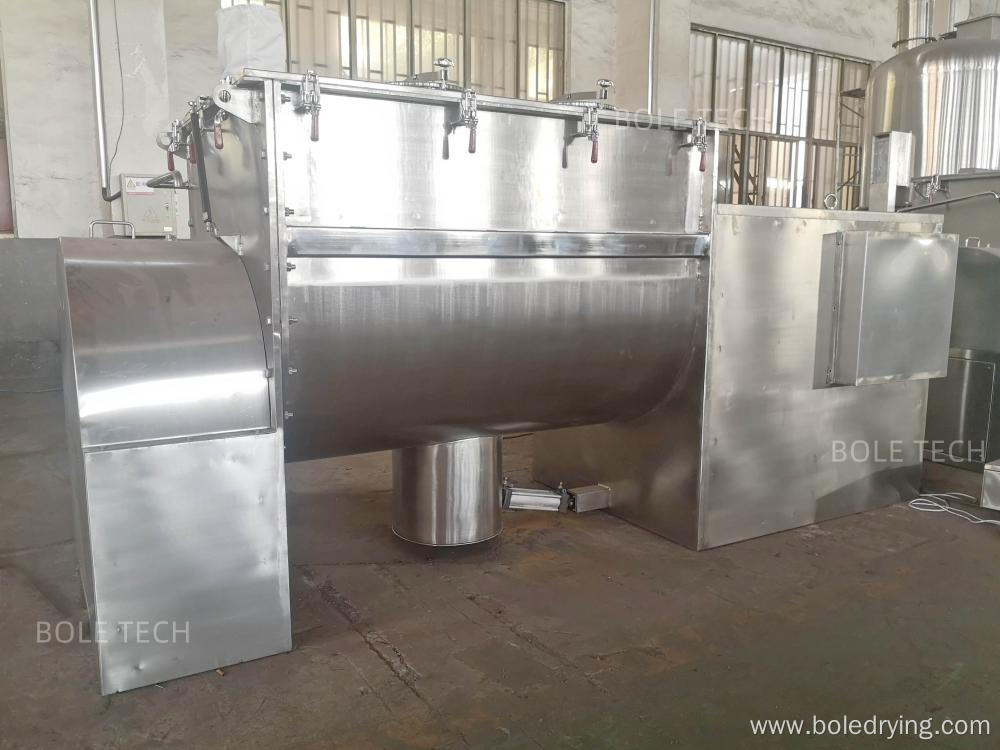 Powder horizontal helical ribbon mixer