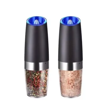 Wholesale ABS Portable Gravity Salt and Pepper Mill with LED Light and Automatic Function