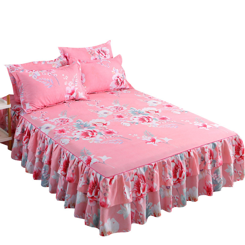 Summer Latex Bed Skirt Three-piece Mat Machine Washable