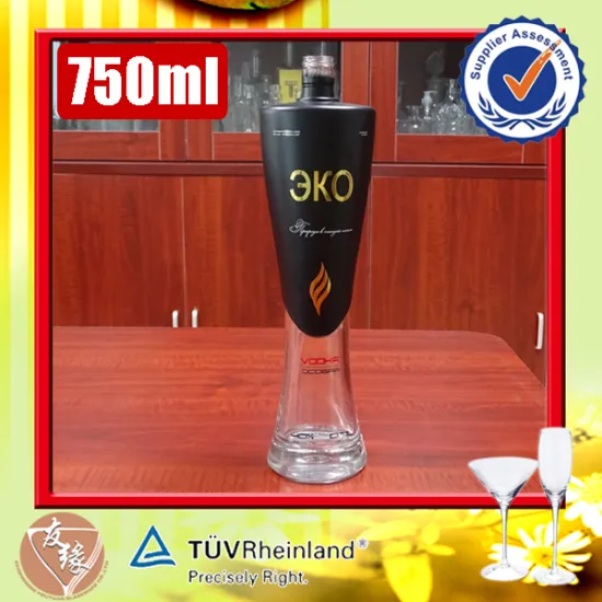 China factory vodka liqueur bottle black screw top glass bottle 70cl wholesale