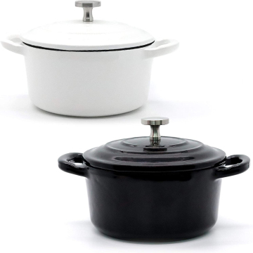 Enamel Cooking Pots Cast Iron Set - Round Casserole & Mini Pot