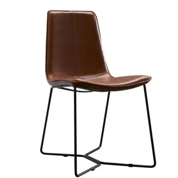 Scandinavian retro dining chair simple modern chair back leisure iron office negotiation industrial ins style leather chair
