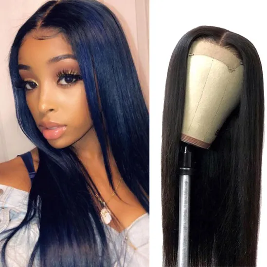 100% Brazilian Human Hair Remy Lace Front Wig Vendor Unprocessed 4x4 Swiss Lace Closure With Baby Hair