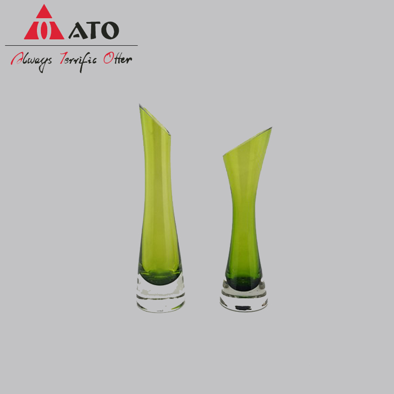 Green case glass vase for flower home decor