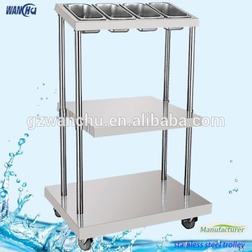 Assemble Buffet Dish Rack Trolley,4 Pan Stainless Steel Buffet Trolley