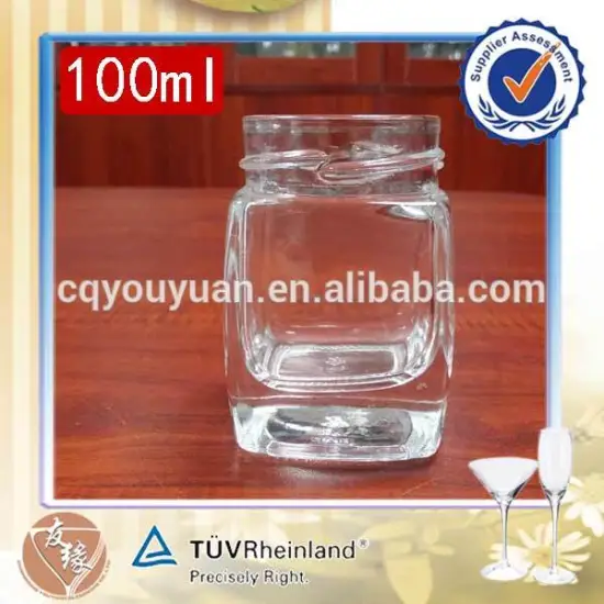 Top grade screw top thick bottom square clear flint glass cosmetic bottle 100 ml