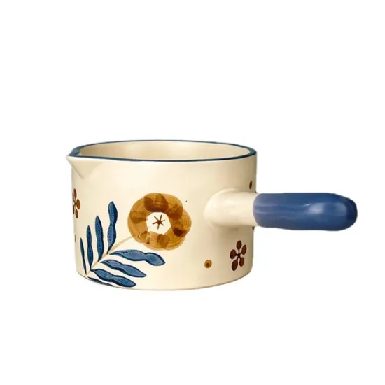 Japanese Hand-Painted Single-Handled Porcelain Noodle Milk Pot for One Person Porridge & Baby Supplement Pan