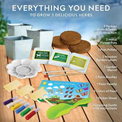 National Geographic Kids Herb Growing Kit: DIY Garden Set with Paint and Stickers