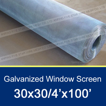 4'x100'/30x30 Galvanized Window Insect Screen