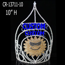 Venta al por mayor Custom Diamond Rhinestone Sunflower Pageant Crown