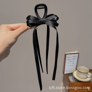 Large Size Black Bow Hair Claw Clip - Custom Hepburn Style Shark Headdress