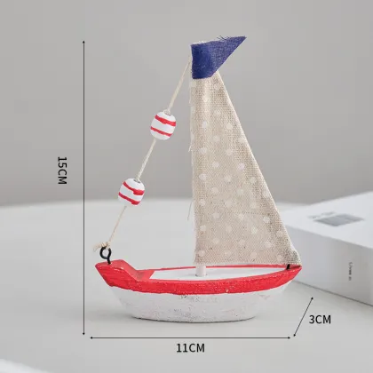 Mediterranean Sailing Boat Model - Wooden Craft for Home Decor & Photo Props