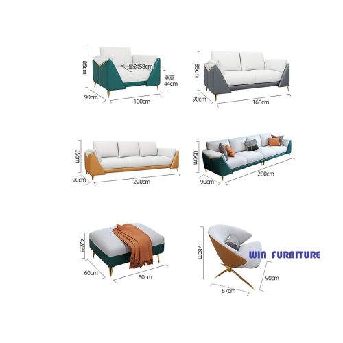 Green Light Luxus Sofa Set Metallrahmen